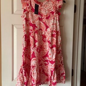 Crown & Ivy Vibrant Pink and White Dress